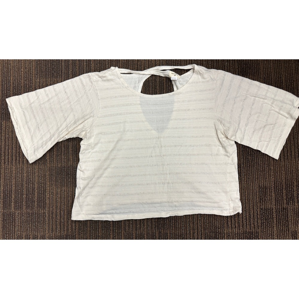 World Market oversized‎ cropped open back short sleeve blouse shirt boho O/S